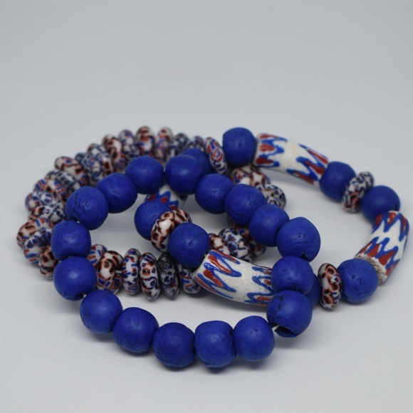 ExploreAfrica.com Jewelry - Set - African Slave Trade Glass Bead Bracelets - N